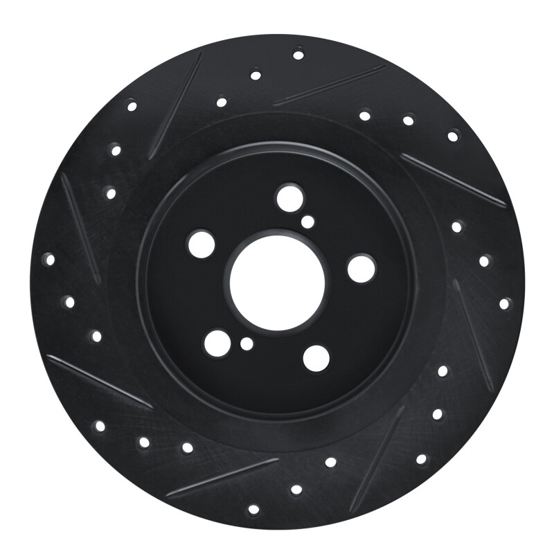 Lexus CT200H Brake Rotor (1) - Rear Right - R1 Concepts - Drilled & Slotted - Black - `11-`17